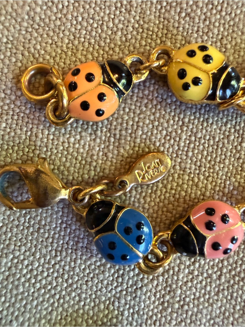 Joan Rivers Lady Bug Set Necklace & Bracelet with X Charms Multicolor Gold - Picture 10 of 10